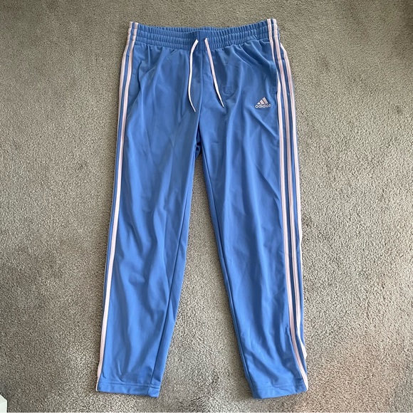 Adidas Essentials 3 Stripe Women’s Track Pants Straight Leg Pink and Blue Size L - Picture 4 of 10
